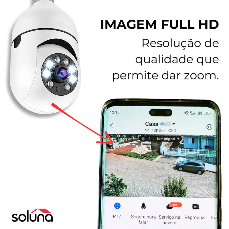 [LEVE 4 PAGUE 1] Câmera de Segurança 360° HD com Visão Noturna + BRINDES: Tranca Elétrica + Refletor LED